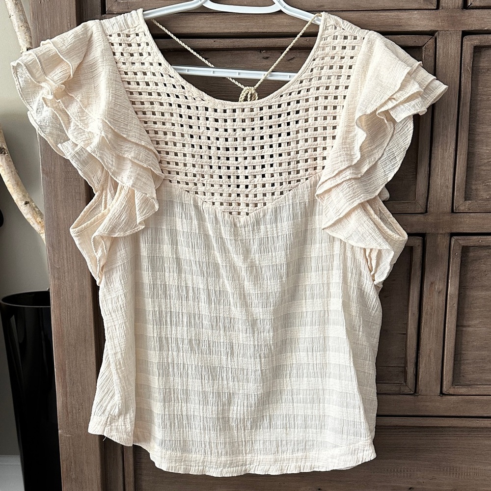 Chic Cream Ruffled Blouse